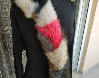multicolor fox fur scarf