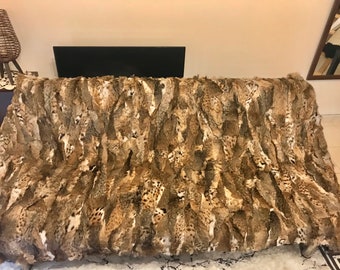 Luxury Fur Blanket of Natural Lynx Fur