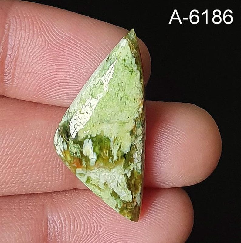 Polished Chrome Chalcedony Gemstone – Flat Back Loose Crystal A-6186 32x15mm. 11Ct