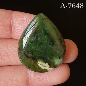 Natural Chrome Chalcedony Gemstone - Cabochon - Loose - Polished - Flat Back - Crystal For Making Jewelry A-7648 34x27mm. 53Ct