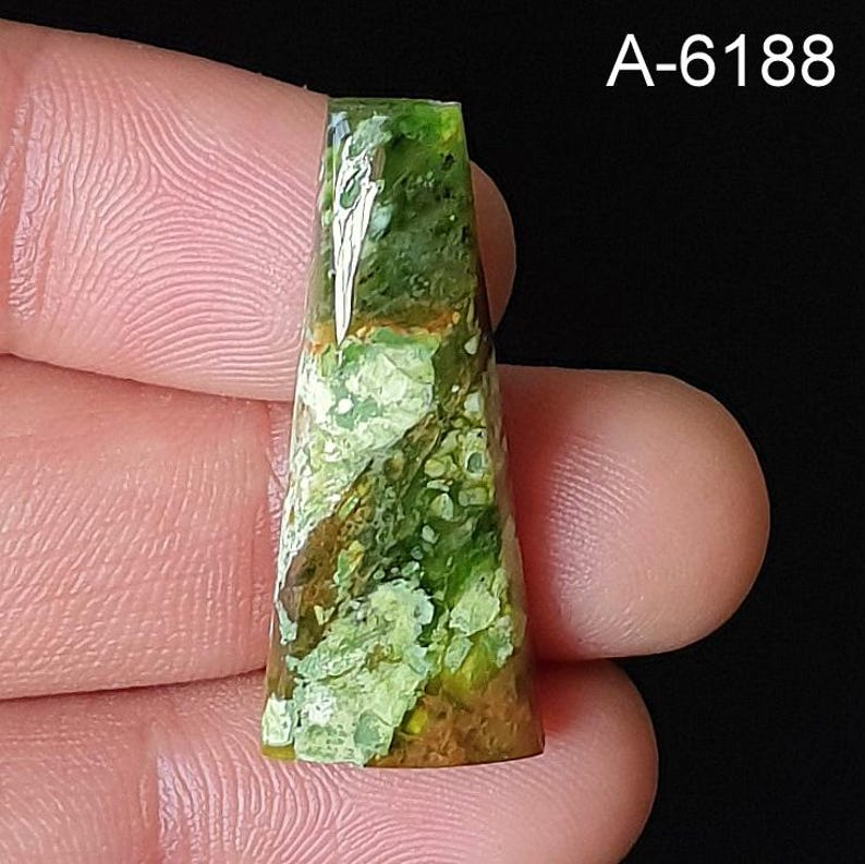 Polished Chrome Chalcedony Gemstone – Flat Back Loose Crystal A-6188 32x13mm. 16Ct