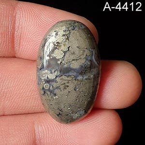 Natural Marcasite Pyrite Gemstone, Marcasite Cabochon - Flat Back Marcasite Cabs - Hand Polished Loose - Crystal For Making Jewellery