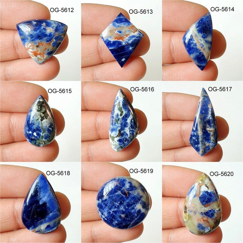 Pierres précieuses de sodalite naturelle Cabochons de sodalite de qualité supérieure Cabine polie lisse Cristal de sodalite fabriqué à la main pour faire de l'artisanat DIY image 5