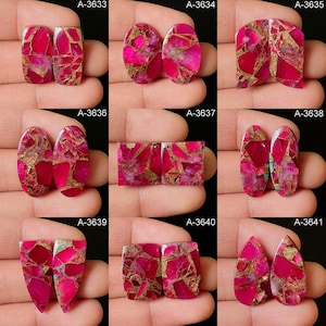Stunning Copper Ruby Matching Pair - Copper Ruby Cabochon - Flat Back - Polished - Copper Ruby Crystal For Making Jewellery\Earrings