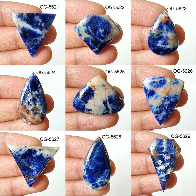 Pierres précieuses de sodalite naturelle Cabochons de sodalite de qualité supérieure Cabine polie lisse Cristal de sodalite fabriqué à la main pour faire de l'artisanat DIY image 6