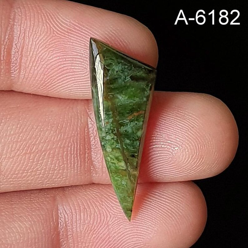 Polished Chrome Chalcedony Gemstone – Flat Back Loose Crystal A-6182 31x10mm. 10Ct