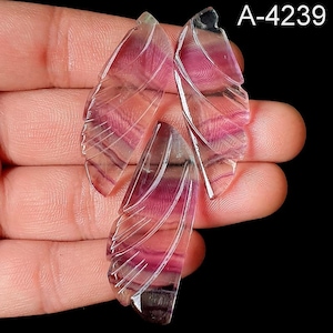 Craved Fluorite Pairs and Pendants - Fluorite Matching Pairs Leaf Craving - Loose - Flat Back - Polished - Fluorite Crystal for Jewellery
