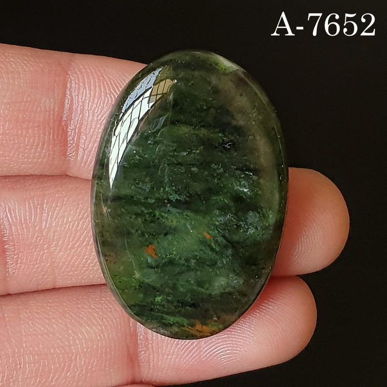 Natural Chrome Chalcedony Gemstone - Cabochon - Loose - Polished - Flat Back - Crystal For Making Jewelry A-7652 38x25mm. 57Ct