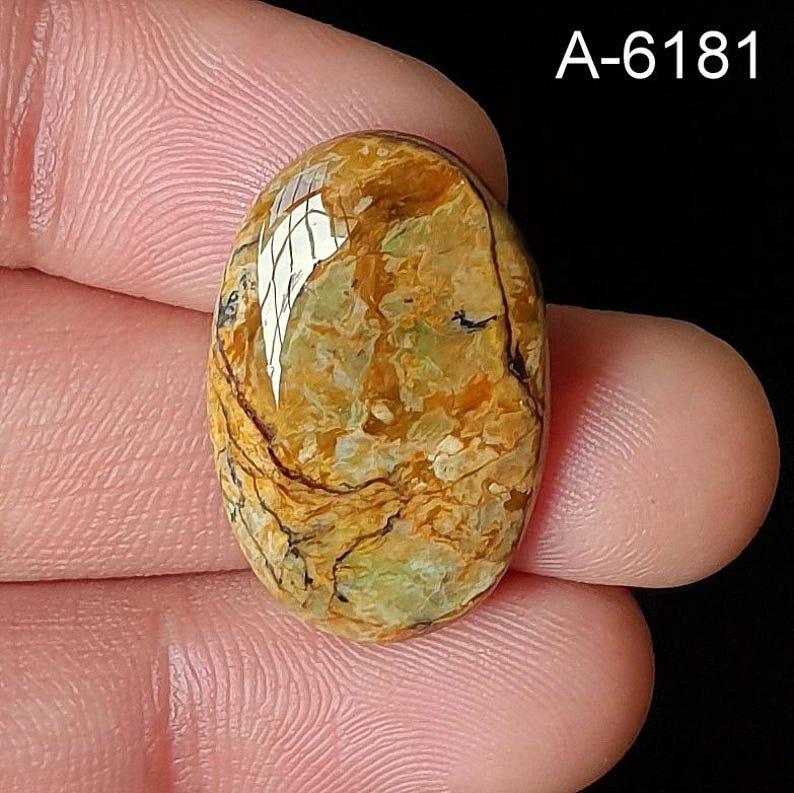 Polished Chrome Chalcedony Gemstone – Flat Back Loose Crystal A-6181 26x16mm. 16Ct