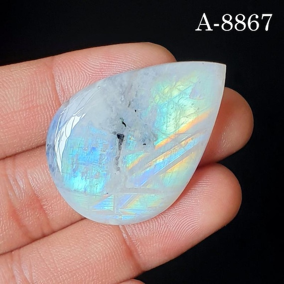 Rainbow Moonstone Cabochon – Polished Gemstone for Jewelry Making