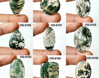 Charming Moss Agate Gemstone - Wholesale Moss Agate Cabochons - Flat Back Cabs - Polished - Loose - Moss Agate crystals for making jewellery