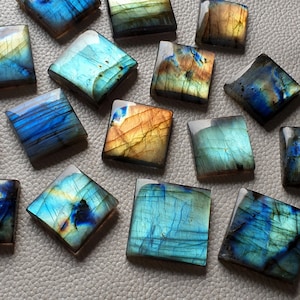 Labradorite Square lot - Flashy Labradorite Cab- Wholesale Labradorite cabochon - Labradorite Gemstone - Crystal Square Cab Bulk For Jewelry