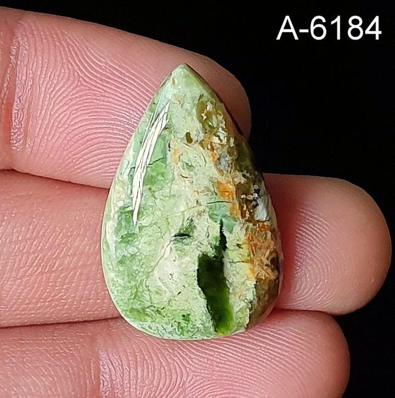 Polished Chrome Chalcedony Gemstone – Flat Back Loose Crystal A-6184 27x17mm. 16Ct