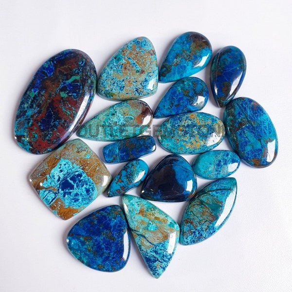 Vente en gros de pierres précieuses naturelles d'azurite de Shattucke - Lot de cabochons de Shattuckite de qualité supérieure - Cabochons de Shattuckite en vrac pour la fabrication de bijoux