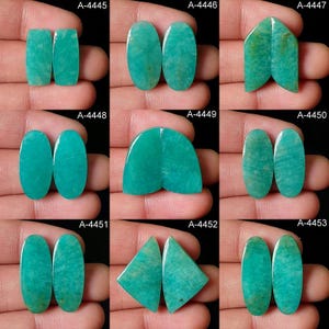 Coppia abbinata di cabochon di amazzonite – Pietra preziosa con fondo piatto per gioielli