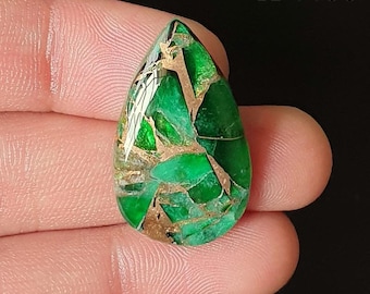 Copper Emerald Gemstone Cabochon – Polished Flat Back for Jewelry
