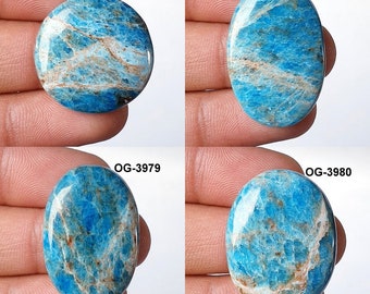 Natural Neon Apatite Gemstone - Wholesale Apatite Cabochon - Flat Back - Loose - Polished - Apatite Crystal For Jewellery Making