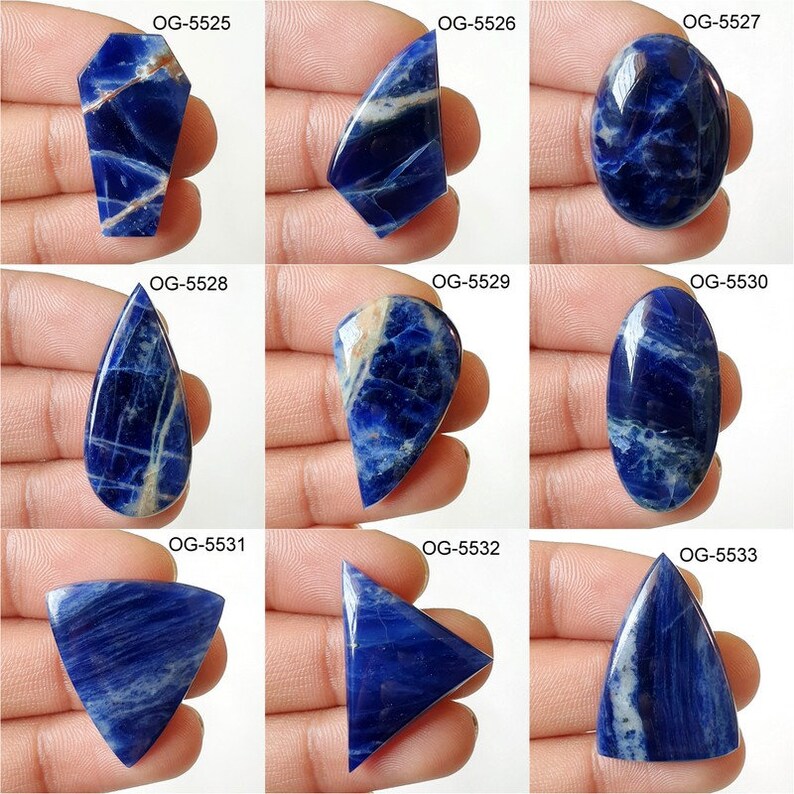 Natural Sodalite Gemstone Top Quality Sodalite Cabochons Smooth Polished cab Hand Crafted Sodalite Crystal for Making DIY ART Craft image 2