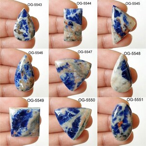 Natural Sodalite Gemstone Top Quality Sodalite Cabochons Smooth Polished cab Hand Crafted Sodalite Crystal for Making DIY ART Craft image 4