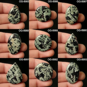 Pedra de escrita chinesa elegante - Cabochão de jaspe de escrita chinesa - Polido, parte traseira plana, solto - Para fazer joias artesanais de arte DIY