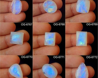 Natural Rainbow Moonstone - Bulk White Rainbow Cabs loose Smooth Polished - Exquisite Rainbow Moonstone Crystal For Jewellery