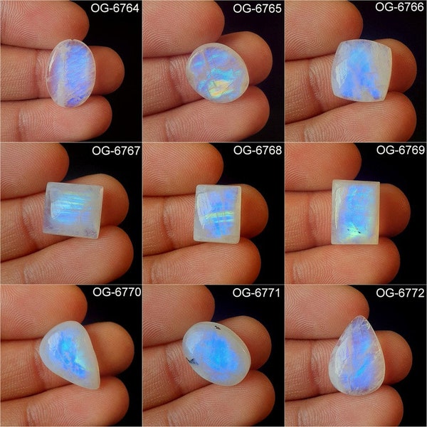 Natural Rainbow Moonstone - Bulk White Rainbow Cabs loose Smooth Polished - Exquisite Rainbow Moonstone Crystal For Jewellery