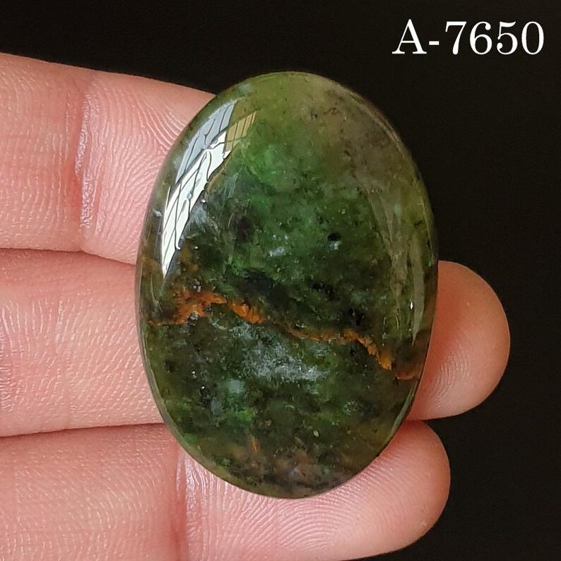 Natural Chrome Chalcedony Gemstone - Cabochon - Loose - Polished - Flat Back - Crystal For Making Jewelry A-7650 38x25mm. 53Ct