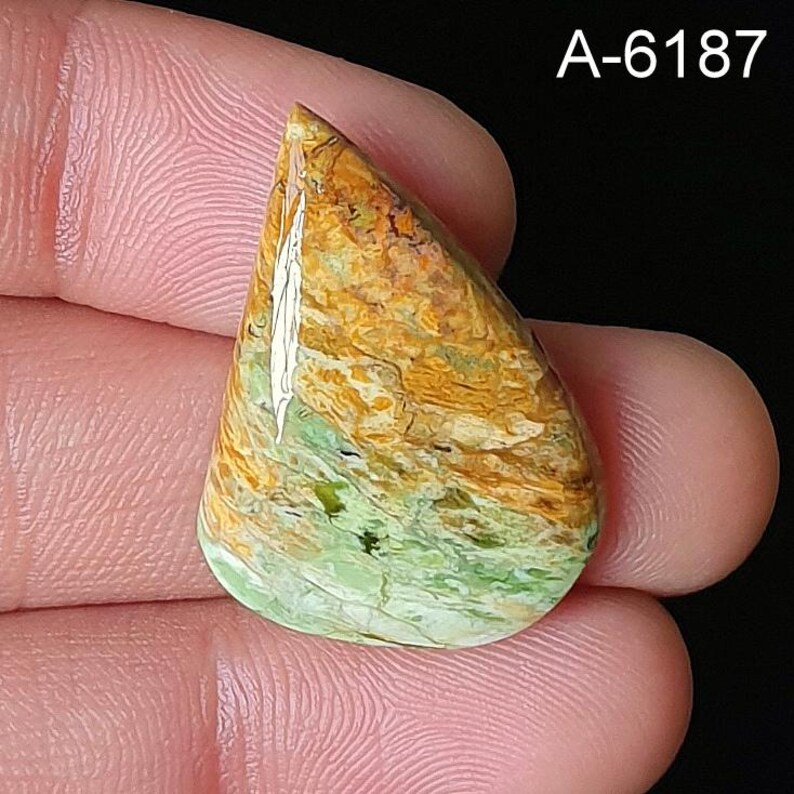 Polished Chrome Chalcedony Gemstone – Flat Back Loose Crystal A-6187 29x21mm. 20Ct