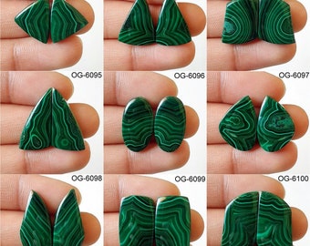 Exquisite Malachite Gemstone - Malachite pair - Loose Stone - Flat back - Polished, Wholesale Malachite Crystal for DIY CRAFT Art jewellery