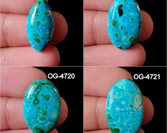 Natural Chrysocolla Cabochons - Natural Chrysocolla Gemstone - Loose Flat Back Chrysocolla Cabs - for making jewelry