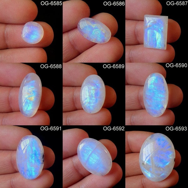 High Quality  Rainbow Moonstone - Bulk White Rainbow Cabs loose Smooth Polished - Rainbow Moonstone Crystal For DIY ART Craft Jewellery