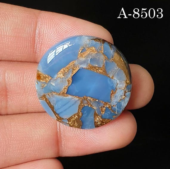 Natural Owyhee Blue Opal Copper Composite Cabochon | Flat back | Polished Gemstone For Jewelry Making