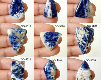 Pierres précieuses de sodalite naturelle - Cabochons de sodalite de qualité supérieure - Cabine polie lisse - Cristal de sodalite fabriqué à la main pour faire de l'artisanat DIY