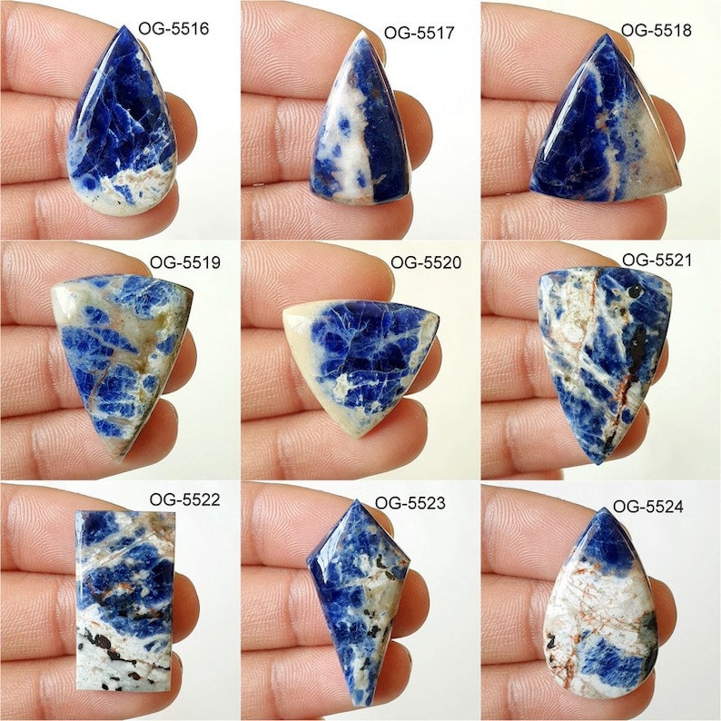 Pierres précieuses de sodalite naturelle Cabochons de sodalite de qualité supérieure Cabine polie lisse Cristal de sodalite fabriqué à la main pour faire de l'artisanat DIY image 1