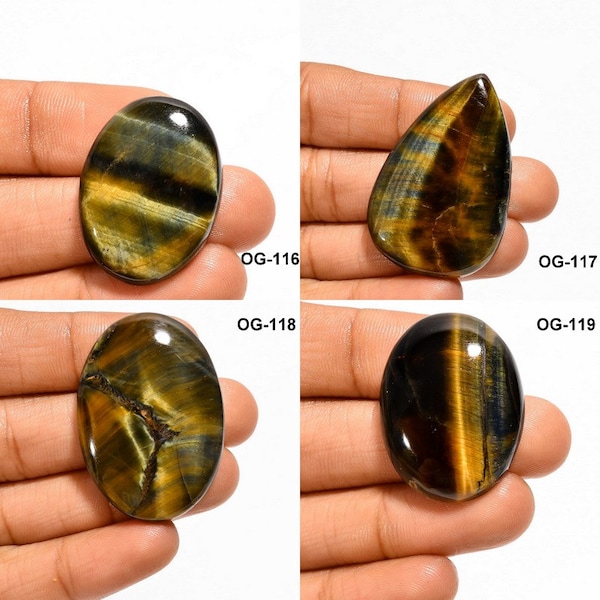 Tiger Eye Gemstone - Tiger Eye Cabochons - Flat Back Tiger Eye Cabs - Chatoyant Gemstone - silky lustre Cabs - Smooth golden tiger eye cab