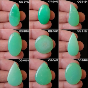 Natural Chrysoprase Gemstone - Chrysoprase Cabochons  - Both Side Polished - Flat Back Chrysoprase Crystals DIY ART Craft Jewellery