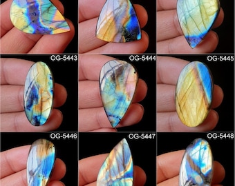 Pietra preziosa labradorite naturale - Cabine labradorite multi appariscenti sfuse sciolte, lisce e lucide - Cristallo labradorite di alta qualità per gioielli