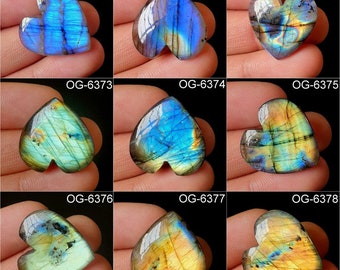 Charming Labradorite Hearts Gemstone - Multi Flashy Labradorite Cabochon  - Crystal Heart cab for DIY-ART-Craft Jewellery