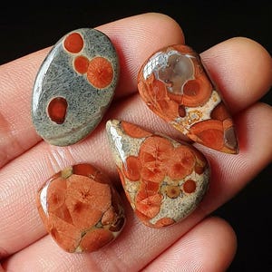 Natural Peanut obsidian Gemstone 4 Pieces  - Wholesale Peanut Obsidian Cabochon - Flat Back - Loose, Polished, Crystal For Making Jewellery