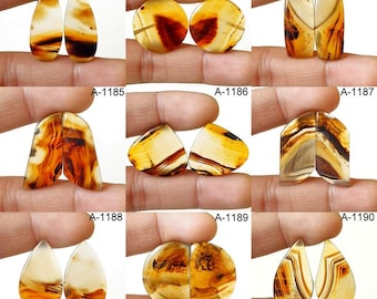 Montana Agate Cabochon Matching Pair – Loose Gemstone for Jewelry