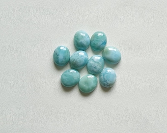 Cabochon de forme ovale en larimar naturel à dos plat, pierres précieuses ovales calibrées en gros, toutes les tailles disponibles