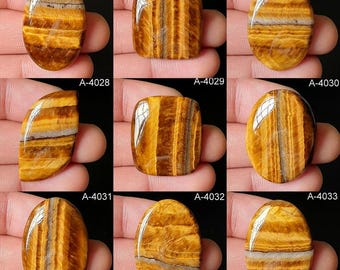 Natürliches Tigerauge Edelstein - Goldene Tigerauge Cabochons - Flache Rückseite - Chatoyant Edelstein - Seidige Luster Cabs Zur Herstellung von Schmuck