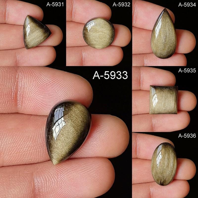 Golden Sheen Obsidian Cabochon - Flat Back Polished Gemstone - Etsy