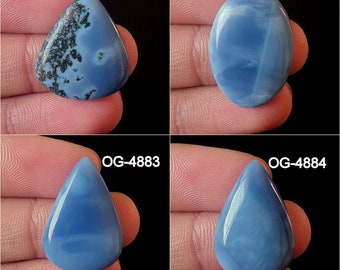 Pierre précieuse d'opale bleue naturelle Owyhee - Haute qualité - Cabochon d'opale bleue Owyhee - Dos plat - Poli - Cristal d'opale bleue pour la fabrication de bijoux