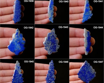 Natural Lapis Lazuli Leaf Carving  - Lapis Lazuli Gemstone - Flat Back - Polished - Lapis Lazuli crystal For Jewelry