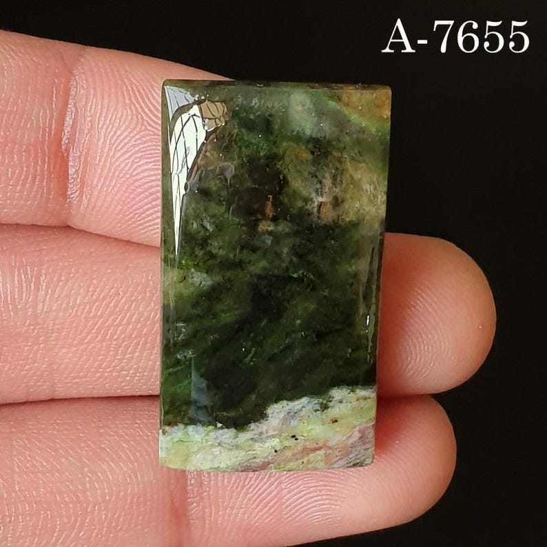 Natural Chrome Chalcedony Gemstone - Cabochon - Loose - Polished - Flat Back - Crystal For Making Jewelry A-7655 34x19mm. 42Ct