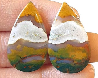 Natürliches Blutstein Paar - Blutstein - Heliotrop Cabochon - Lose - Flache Rückseite - Blutstein Für DIY Art Craft Schmuck / Ohrringe