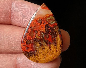 Teardrop 34x24x5mm. Moroccan Seam Agate - Seam Agate Cabochon - Polished - Flat Back - Seam Agate Crystal For DIY Craft Jewellery