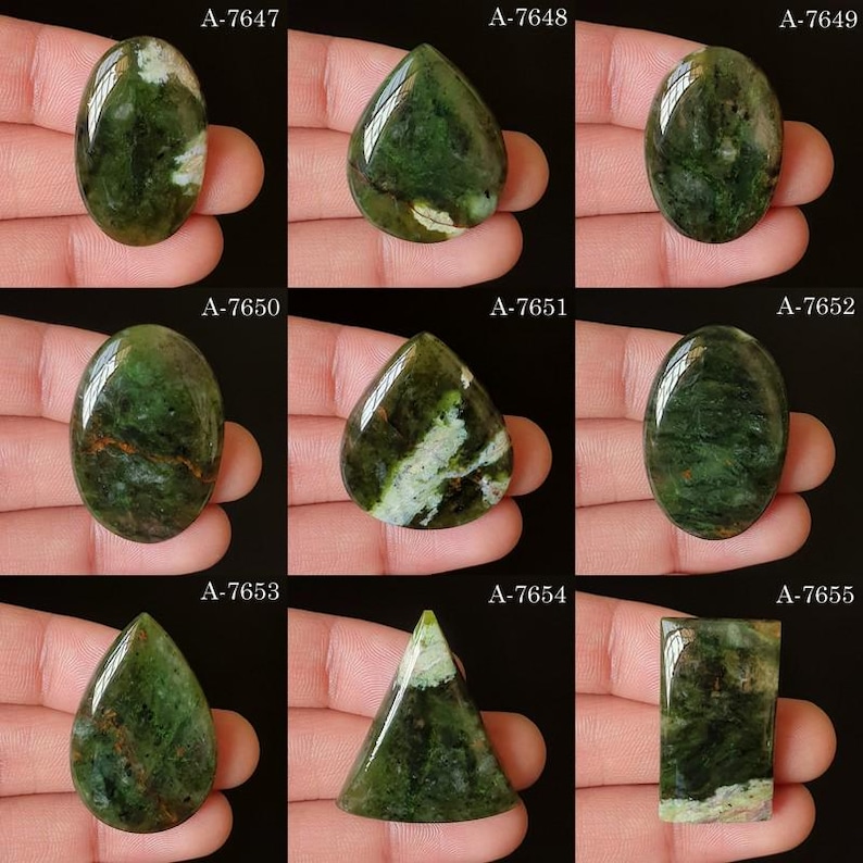 Natural Chrome Chalcedony Gemstone - Cabochon - Loose - Polished - Flat Back - Crystal For Making Jewelry image 2