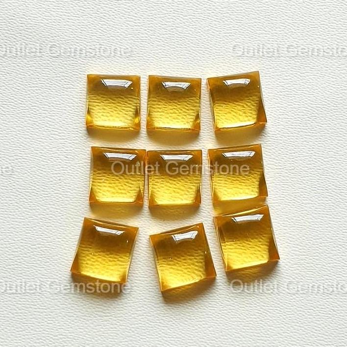 Citrine Quartz Square Shape Cabochon Flat Back Calibrated Wholesale Gemstones, All Sizes Available